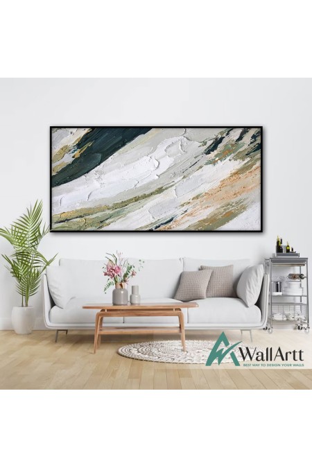 Tones of Green with White 3d Heavy Textured Partial Oil Painting